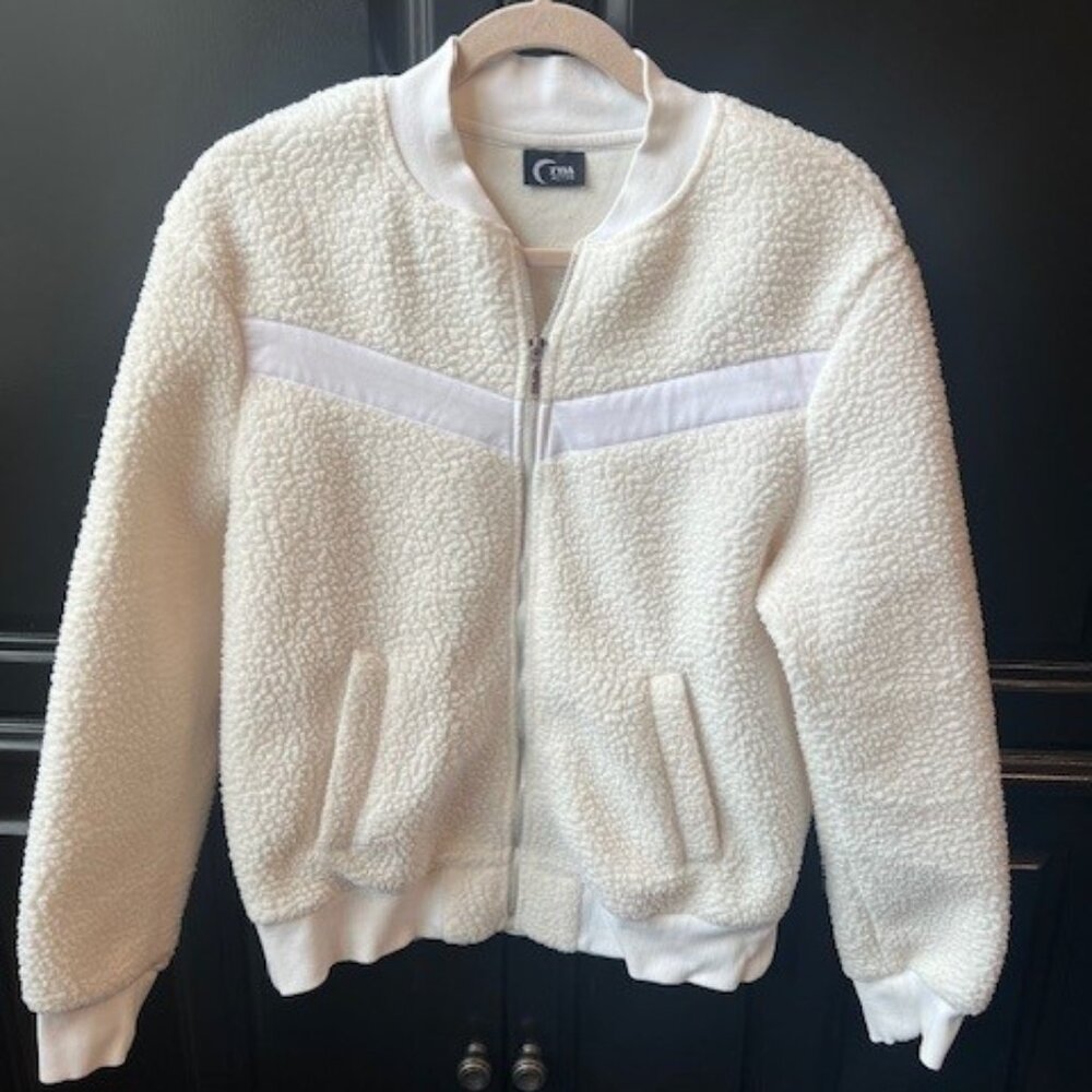 Zyia Active Flying V Sherpa Fleece Jacket - Ivory -  Size Small